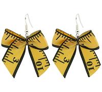 Bluebubble SEW SWEET Dangle Earrings on Gift Card (Tape Measure Bow (Yellow Black))