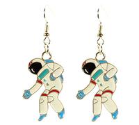 bluebubble SPACE AGE Astronaut Charm Dangle Earrings on Gift Card