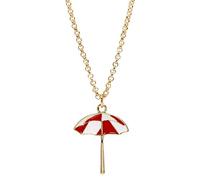 Bluebubble SUMMER LOVE Charm Necklace on Gift Card (Island Beach Umbrella (Red White))