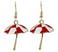 Bluebubble SUMMER LOVE Dangle Earrings on Gift Card (Island Beach Umbrella (Red White))