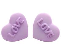 Bluebubble SWEET NOTHINGS Purple Heart CLIP ON Earrings on Gift Card