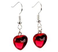 bluebubble SWEETHEART Ruby Red Glass Effect 12mm Heart Dangle Drop Earrings on Gift Card