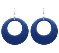 Bluebubble SWINGING 60s Large Round 56mm Hoop Earrings in Gift Bag (Blueberry - Dark Blue)