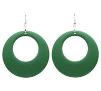Bluebubble SWINGING 60s Large Round 56mm Hoop Earrings in Gift Bag (Forest Herbs - Dark Green)
