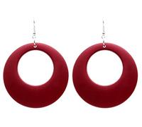 Bluebubble SWINGING 60s Large Round 56mm Hoop Earrings in Gift Bag (Red Wine - Burgundy Maroon)