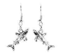 Bluebubble UNDER THE SEA Silver Tiger Shark Dangle Earrings on Gift Card