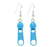 Bluebubble ZIP IT Dangle Drop Earrings on Gift Card (Bubblegum Blue)