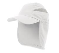 BLUECHOLON Cap with neck protector. Trekking Mountain Hiking Cap. Adjustable Microfibre Closure. Men's Cap., white, 61 cm