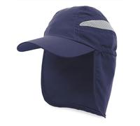 BLUECHOLON Cap with neck protector. Trekking Mountain Hiking Cap. Adjustable Microfibre Closure. Men's Cap., blue, 61 cm