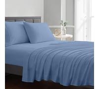 BLUECLANS Queen Size Sheet Set Sky Blue High Thread Count Egyptian Cotton Sheets 4 Pc Bed Sheet Set 17” Deep Pocket Cooling Sheets Luxury Bedding Sateen Weave Flat, Fitted Sheet, 2 Pillow Cases