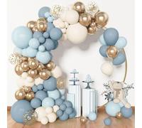 BlueCloudy 153pcs Dusty Blue Balloon Garland Arch Kit for Birthday