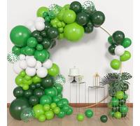 BlueCloudy 153pcs Green Balloon Arch Garland Kit, Different Sizes 18 12 10 5 inch Dark Emerald Light Lime Green Latex Confetti Balloons for Birthday Graduation Party Decorations