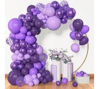 BlueCloudy 153pcs Purple Balloon Garland Arch Kit, Different Sizes 18 12 10 5 inch Lavender Latex Metallic Confetti Purple Balloons for Halloween Wedding Birthday Party Decorations
