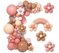 BlueCloudy 154pcs Boho Balloon Arch Garland Kit, Different Sizes 18 12 10 5 inch Retro Dusty Rose Pink Blush Brown Nude Balloons for Boho Theme Birthday Wedding Party Decorations Supplies