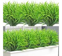 BlueCloudy 16 Bundles Artificial Plants Outdoor, Fake Artificial Grass Greenery Stems Shrub Bushes UV Resistant Large Faux Plastic Plants for Spring Summer Indoor Outside Garden Home Patio Box Decor