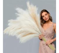 BlueCloudy 4 Stems Pampas Grass 120cm Large Artificial Plants Tall Fake Feathers for Floor Standing Vases Indoor Boho Home Decor for Living Room Wedding Decorative Accessories