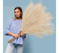 BlueCloudy 4 Stems Pampas Grass 120cm Large Artificial Plants Tall Fake Feathers for Floor Standing Vases Indoor Boho Home Decor for Living Room Wedding Decorative Accessories