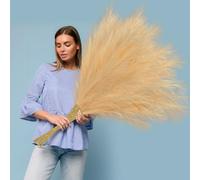 BlueCloudy 4 Stems Pampas Grass 120cm Large Artificial Plants Tall Fake Feathers for Floor Standing Vases Indoor Boho Home Decor for Living Room Wedding Decorative Accessories