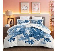 BlueCoverless Duvet Anime Dragon Stripes Breathable Non-Allergenic & Machine Washable Comforter Quilted Bed Soft Comfortable Breathable Microfiber Coverless All Seasons 260 x 220 cm