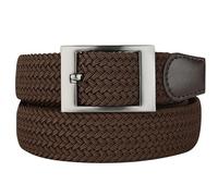 Bluecton Belt Elastic Stretch Woven Braided Belt for Men Plus Size Brown Rectangle Business Buckle Size 120cm