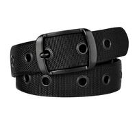 Bluecton Men Belt Grommet Fabric Web Black Belts Big and Tall Plus size 140cm