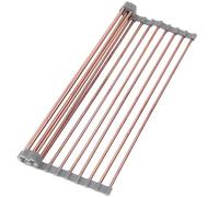 blueden 11.8" x 17" Expandable Roll Up Over The Rack Sink Cover Kitchen Dish Drying Rack,SUS304 Stainless Steel Multipurpose Collapsible Organizer Dish Drying Rack for Kitchen Sink Cover,Rose Gold