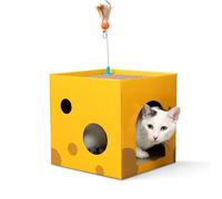 BlueDots Deluxe 2-Story Cardboard Cat House with 2 Scratch Pads | Ultimate Indoor Cat Playhouse | Corrugated Cat Scratcher House for Cats, Small Pets - Ideal for Play, Relaxation, and Birthday Parties