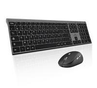 BlueElement - Wireless Keyboard and Mouse Set with Smart Dongle - Quiet Clicks - Ultra Thin Design - Ergonomic - Rechargeable - AZERTY FR (Black)