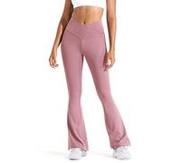 BLUEENJOY Women's Flare Yoga Pants-Crossover Flared Leggings for Women High Waisted Casual Bootcut Pants, 05 Pink, XS