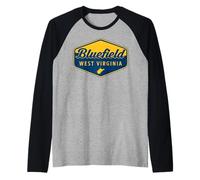 Bluefield West Virginia Retro Badge Design Southern WV Art Raglan Baseball Tee
