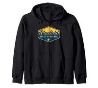Bluefield West Virginia Retro Badge Design Southern WV Art Zip Hoodie