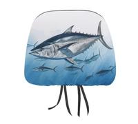 Bluefin Tuna Thunnus 2 PCS Car Headrest Cover Universal Headrest Covers Soft Breathable Car Head Rest Covers Set Elastic Head Rest Protector Auto Seat Cover Vehicle Accessories for Cars, Truck, Suv, V