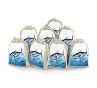 Bluefin Tuna Thunnus 8 PCS Muslin Bags with Drawstring Sachet Bags Empty Small Cotton Drawstring Bag Muslin Reusable & Washable Cotton Bag for Herb Spice Candy Soap Jewelry Wedding Gift Pouches
