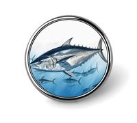 Bluefin Tuna Thunnus Button Pin,Design Your Own Personalized Pin Back Button Badges Exquisite Round Badge Travel Brooch Metal Decorative Pins for Hat Clothes Backpack