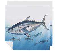 Bluefin Tuna Thunnus Cloth Napkins for Weddings, Reusable Dinner Napkins for Hotel, Washable Table Napkin for Restaurant, Soft Absorbent Napkin for Parties, Holiday 2 PCS