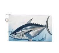 Bluefin Tuna Thunnus Coin Purse Mini Change Wallet Portable Change Purse Cute Canvas Coin Wallet Bag with Zipper for Men & Women