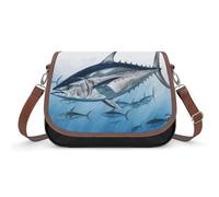 Bluefin Tuna Thunnus Crossbody Bag for Women Leather Crossover Shoulder Handle Bag with Adjustable Strap Hobo Handbag Large Capacity Purse Work Handbag for Daily Outdoor