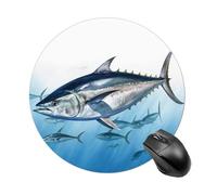 Bluefin Tuna Thunnus Mousepad Round Anti-Slip Waterproof Rubber Base Mice Mat Cute Mousepad for Work Office Home Gaming Laptop Men Women Small Size 7.8 X 7.8 Inches