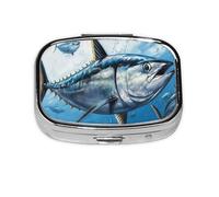 Bluefin Tuna Thunnus Pattern Pill Case Pill Box Travel Pill Organizer Small Square Medicine Box for Purse & Pocket Gifts