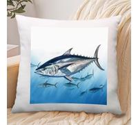 Bluefin Tuna Thunnus Pillowcase Linen for Home Use, Soft Comfortable Pillow Cover with Invisible Zipper, Breathable Pillow Cases 45x45cm for Luxury Hotel, Living Room, Bedroom