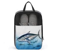 Bluefin Tuna Thunnus Shoe Bags with Zipper, Portable Shoe Organizer with Handle, Personalized Shoes Tote Bag for Travel, Waterproof Shoes Carrier, Storage Pouch