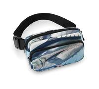 Bluefin Tuna Thunnus Waist Bag Fashion Fanny Bag with Adjustable Strap for Outdoor Workout Cycling Unisex, white, 20x13cm, Waist Bag