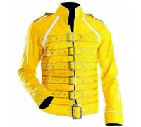 Bluefinch Fashions Men's Freddie Yellow Mercury Rock star Leather Jacket (UK, Alpha, XXS, Regular, Regular, Yellow)