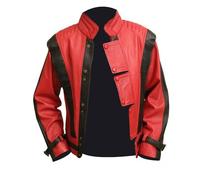 Bluefinch Fashions MJ Thriller Red Leather Jacket for Men - MJ Halloween Costume & Cosplay Outfit (UK, Alpha, XXS, Regular, Regular, Red)