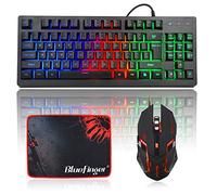BlueFinger RGB 87 Keys Gaming Keyboard and Backlit Mouse Combo, USB Wired Rainbow Keyboard,Gaming Keyboard Set for Laptop PC Computer Game and Work
