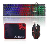 BlueFinger RGB Gaming Keyboard and Backlit Mouse Combo, USB Wired, LED Gaming Set for Laptop PC Computer Game and Work