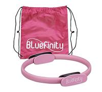 Bluefinity pilates ring and workout booklet, dual grip, yoga fitness circle, pelvic floor, fibreglass, Ø 37 cm, pink