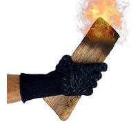 BlueFire Gloves BBQ Grill Firepit Oven Mitts Highest Heat Resistance EN407 Lab Certified (X-Large, Black/Black)