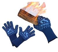 BlueFire Pro Extreme Protection Cooking & Grilling Gloves (Pair) - Designed by Real Cooks! - Made of Materials That Fire Fighters Wear 100% Kevlar & Aramid - 932°F Heat Resistant - Cut Resistant Forearm Protectant BBQ Gloves / Oven Mitts / Grill Gloves