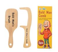 BlueForest Era 2 PCS Bald Mans Comb, Funny Gag Gift No Teeth Head Brush and Comb Set for Bald Men, Wooden Hairless Combing Boss Day Father's Day Over The Hill Party Prank Novelty Gift for Men